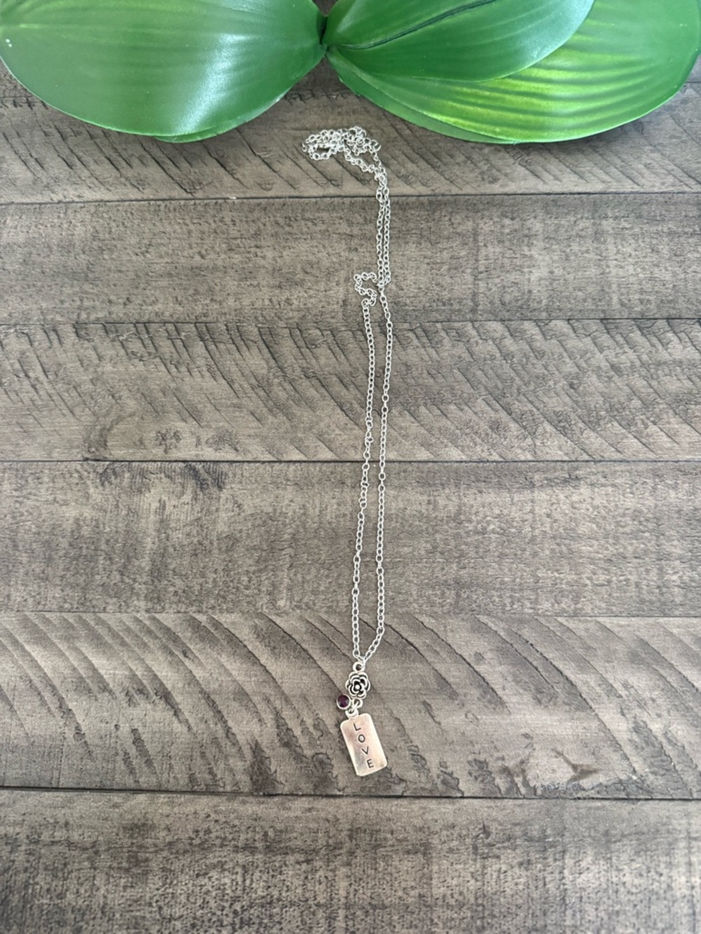 LOVE Tag Pendant Necklace in Silver Tone